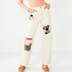 SO Wide-Leg Patchwork Denim Pants